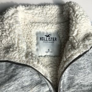 hollister grey pullover quarter zip sherpa inside